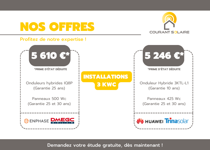 Nos offres pour les installations de panneaux solaires de 3 kWc à Toulouse, Albi et Montauban